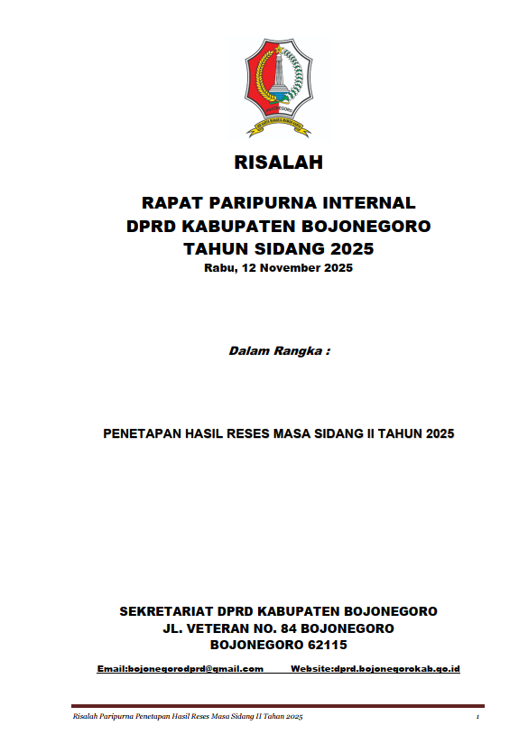PENETAPAN HASIL RESES MASA SIDANG II TAHUN 2025