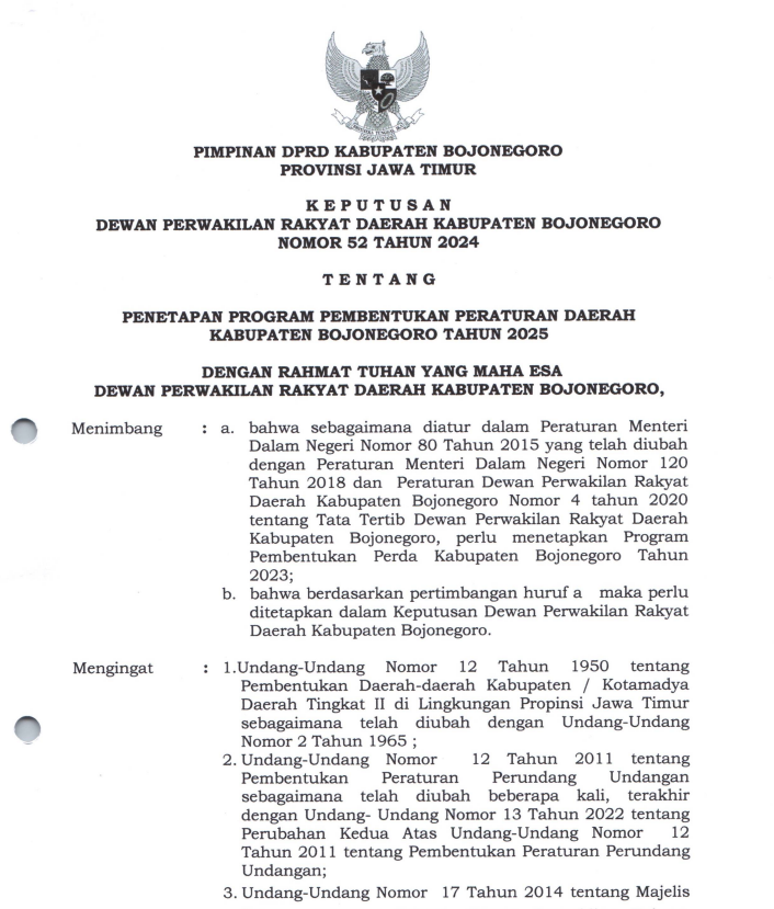 PROPEMPERDA KABUPATEN BOJONEGORO TAHUN 2025