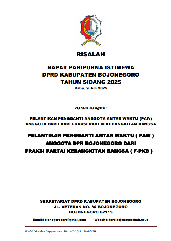 PELANTIKAN PENGGANTI ANTAR WAKTU (PAW) ANGGOTA DPRD DARI PARTAI KEBANGKITAN BANGSA