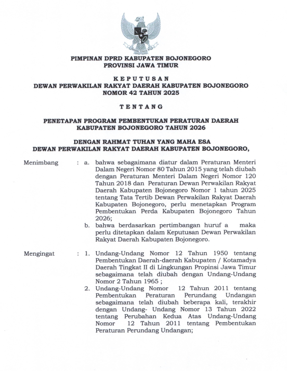 PROPEMPERDA KABUPATEN BOJONEGORO TAHUN 2026